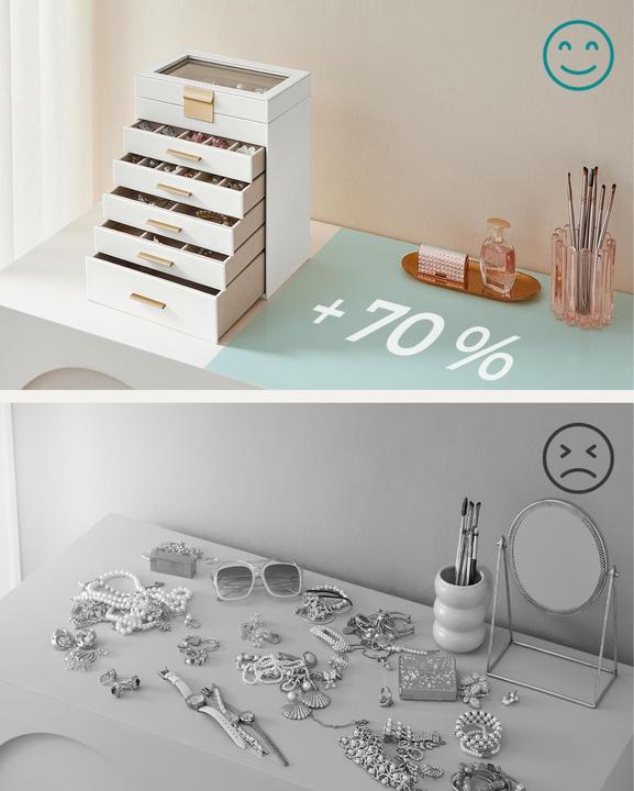 Actual product image Songmics Schmuckhalter 6 Ebenen Weiss