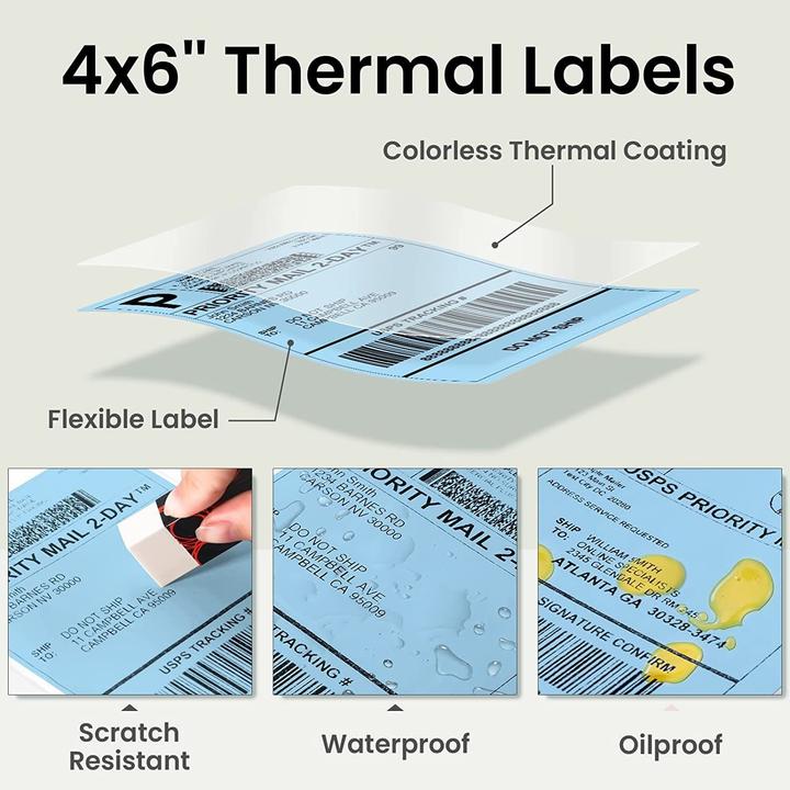 Produktbild Phomemo 500 Stk. 4" × 6" Aufkleber gefaltet Thermo-Etikettenpapier für Versandetiketten