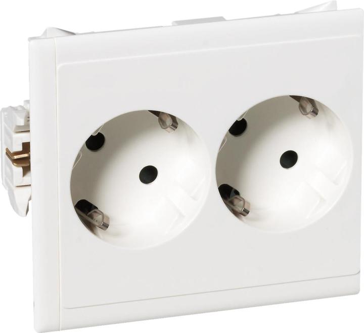Produktbild Schneider Electric Doppelsteckdose DATA CYB-PS 37grad Slave 16A/250V anreih Master/Slave weiss 9016 5940015