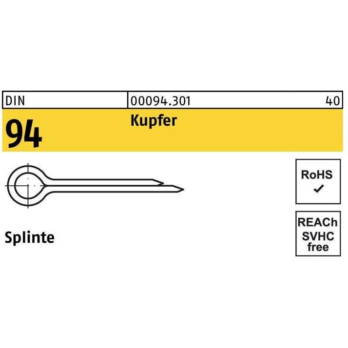 Meissel, Splinte DIN 94/ISO 1234 2 x 20 Kupfer