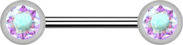 Produktbild Star Piercing Barbell silber mit zwei Kugel front Kristall multicolor (ohne Messing, Titan)