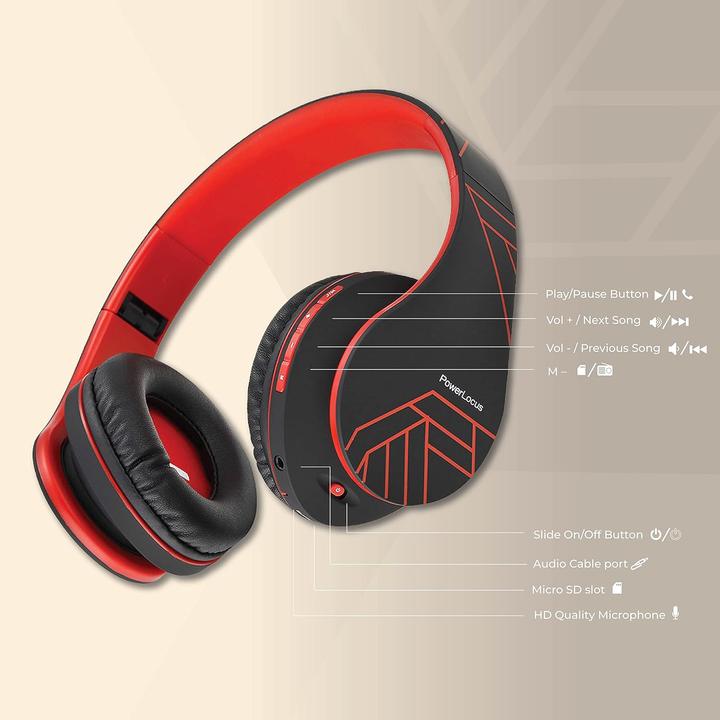 Image du produit PowerLocus Casque sans fil P2 (noir-rouge) (20 h, Sans fil, Filaire)