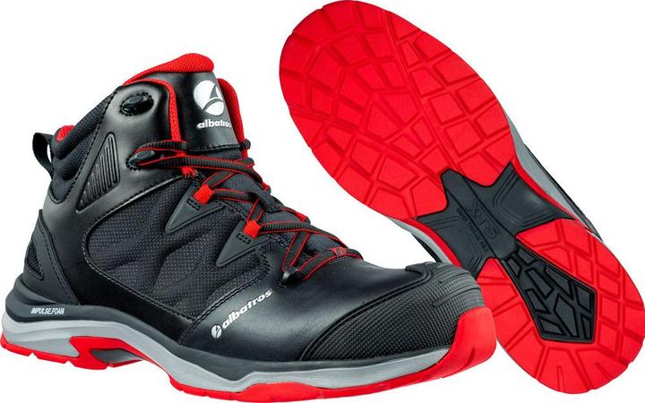 Actual product image Albatros Safety boot ULTRATRAIL BLACK MID size 46 black/red S3 ESD HRO SRC EN ISO 20345 smooth leather (S3, 46)
