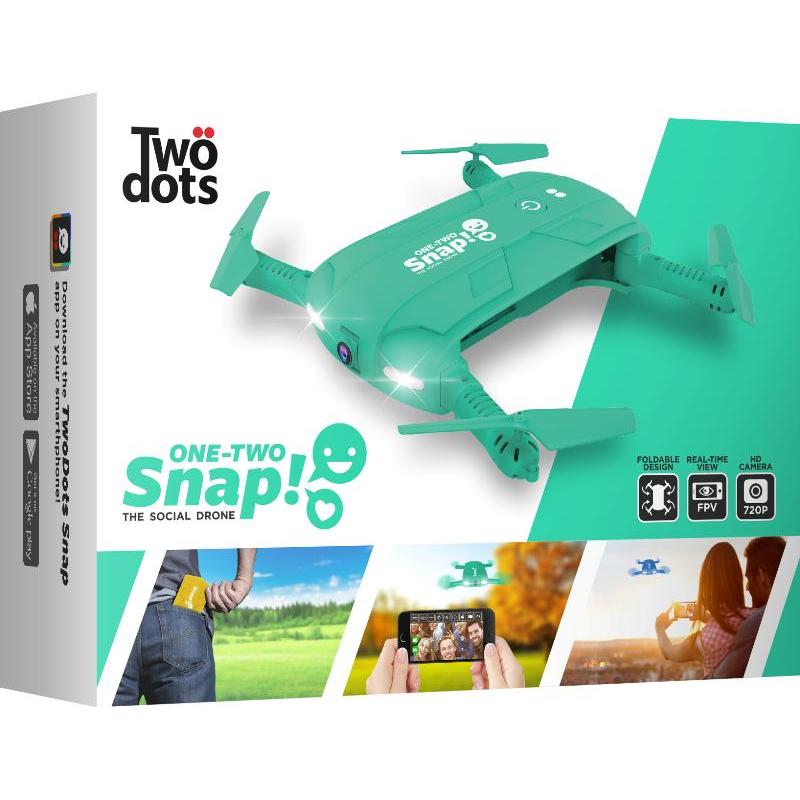 Two Dots Twodots - snap the social drone cam hd 1mpx con stabilizzatore giroscopico a 6 assi verde (1 Mpx), Drone RC, Verde