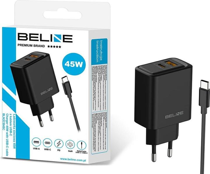 Produktbild Beline Wall charger 45W + cable USB-C BLN2CB45C black (45 W, 2 Ports)