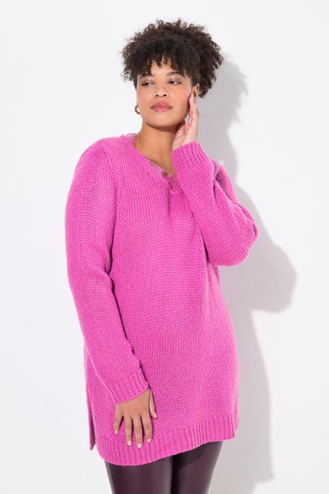 Actual product image Miamoda Classic fit sweater with chunky knit and neckline with lace (56)