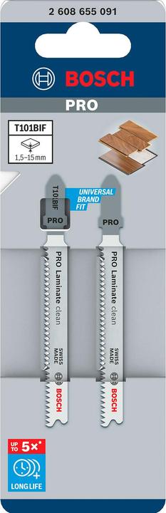 Produktbild Bosch Professional Zubehör PRO Laminate clean T101BIF Stichsägeblatt, 83 mm, 2-tlg.