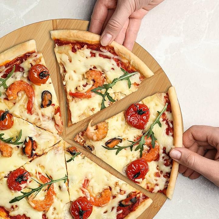 Produktbild Cheffinger Pizzateller mit Pizzaschneider Holz Inox