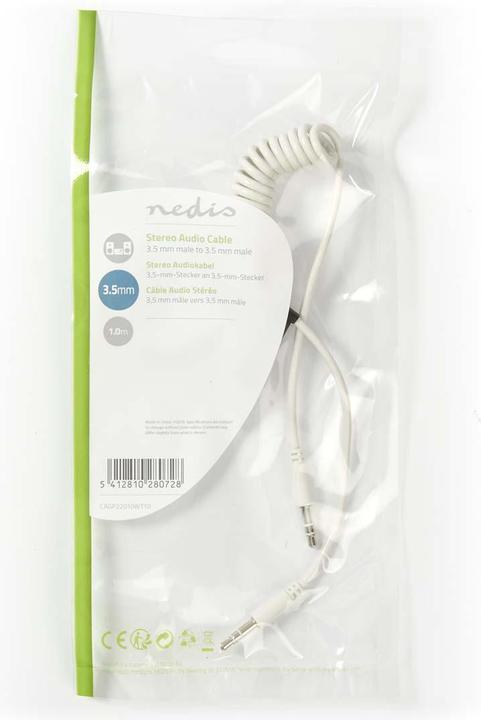 Actual product image Nedis Stereo Audio Cable 3.5 mm Plug 3.5 mm Plug Nickel Plated 1.00 m Round White 1.00 m White (1 m, 3.5mm jack (AUX))
