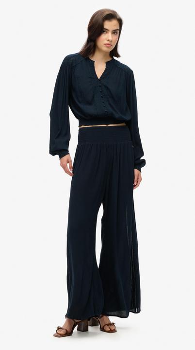 Produktbild Superdry Langärmelige, gesmokte Bluse mit Spitzenbesatz (12XL)