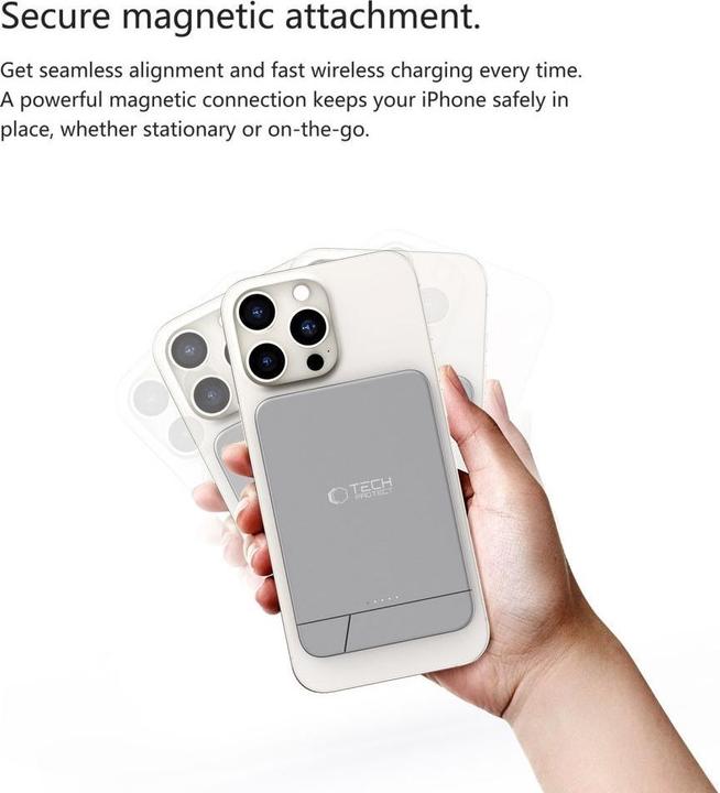 Immagine prodotto Tech-Protect Powerbank PB14 LifeMag MagSafe 10000 mAh - grau (10000 mAh)