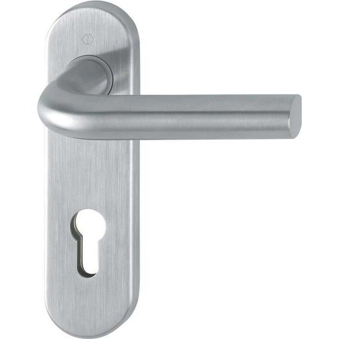 Hoppe, Türgriff + Fenstergriff, Kurzschildgarnitur Bonn E150Z/353K Vierkantmass 8mm PZ-72 F69 Edelstahl matt Türdicke 35...