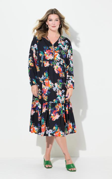 Produktbild Miamoda Midikleid, Blüten-Muster, Volant, Langarm (48)