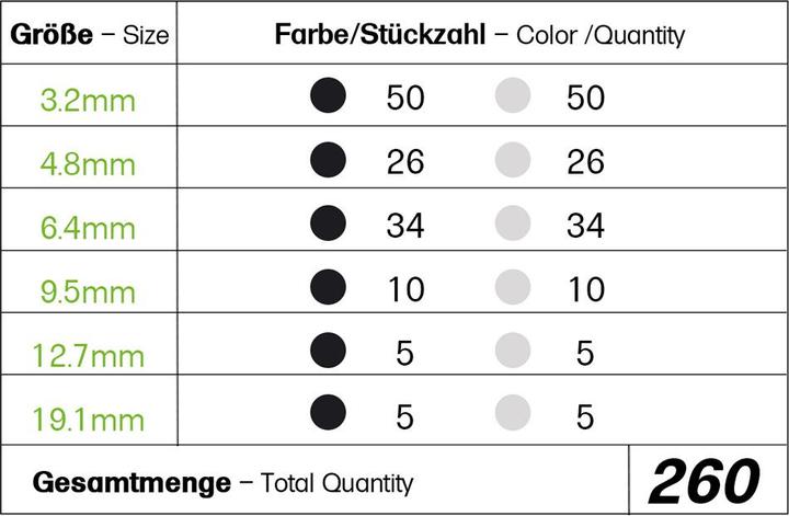 Immagine prodotto Offgridtec Schrumpfschlauch Sortiment Schwarz Weiss 3:1 Ratio mit Kleber Doppelwandig 260 Stück 88mm Länge Ve (260x)