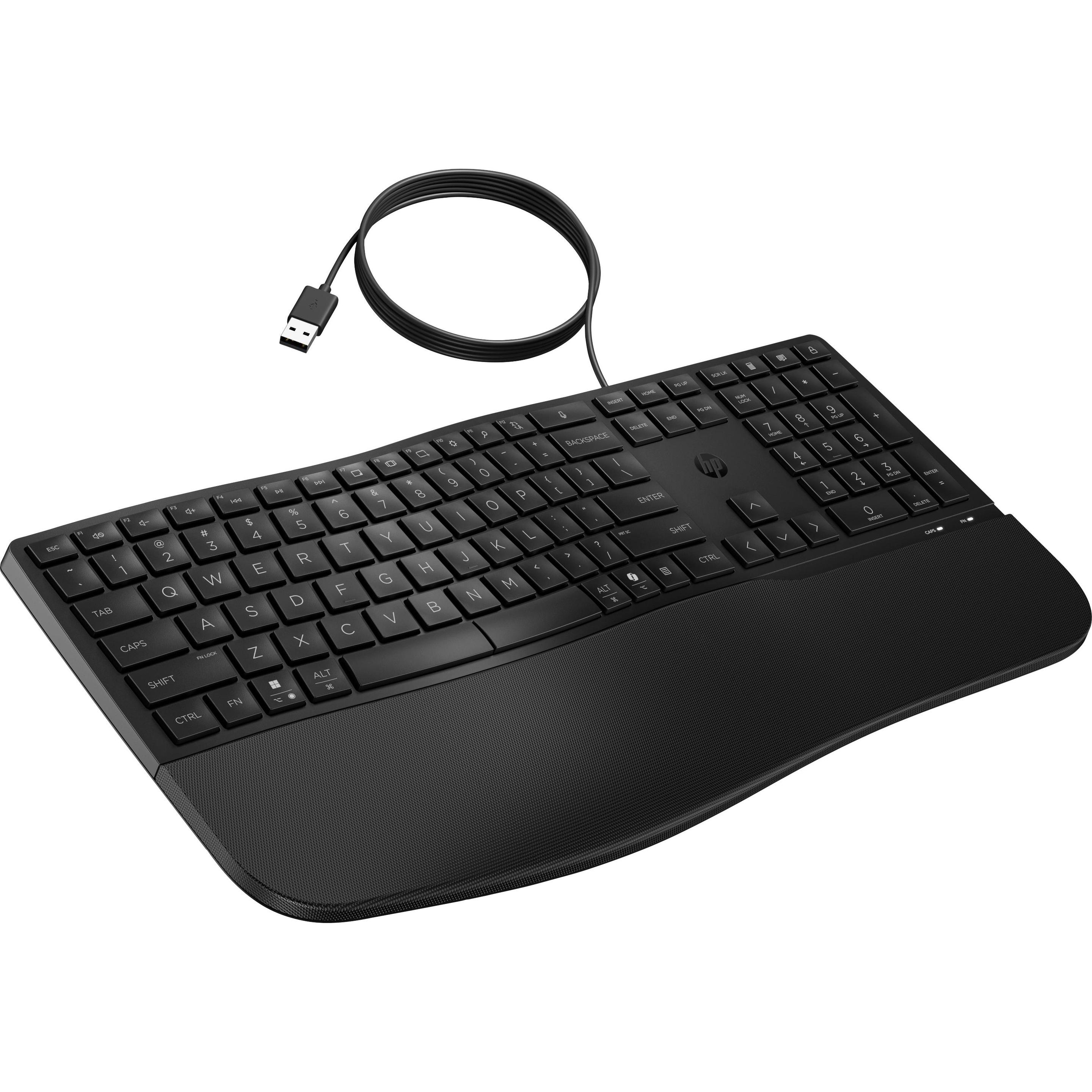 HP 480 Comfort Wired Keyboard-GR (P) (Deutschland, Kabelgebunden), Tastatur, Schwarz