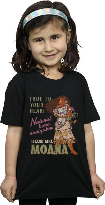 Actual product image Disney Girls Moana Natural Born Navigator Cotton T-Shirt (140, 146)
