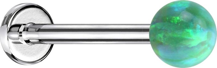 Produktbild Star Piercing Micro Labret silber mit Kugel Opal grün (Chirurgenstahl 316L, ohne Messing)