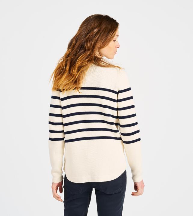 Immagine prodotto Tribord Pullover da donna in maglia navy, 100, beige a righe blu navy (M)