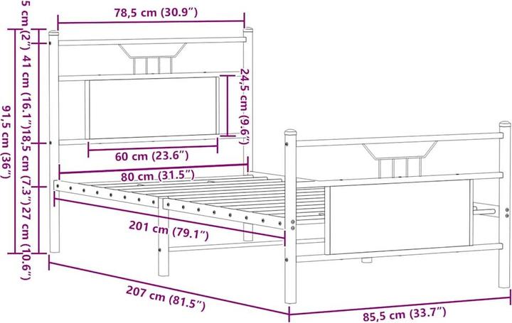 Image du produit vidaXL Bettgestell (80 x 200 cm)