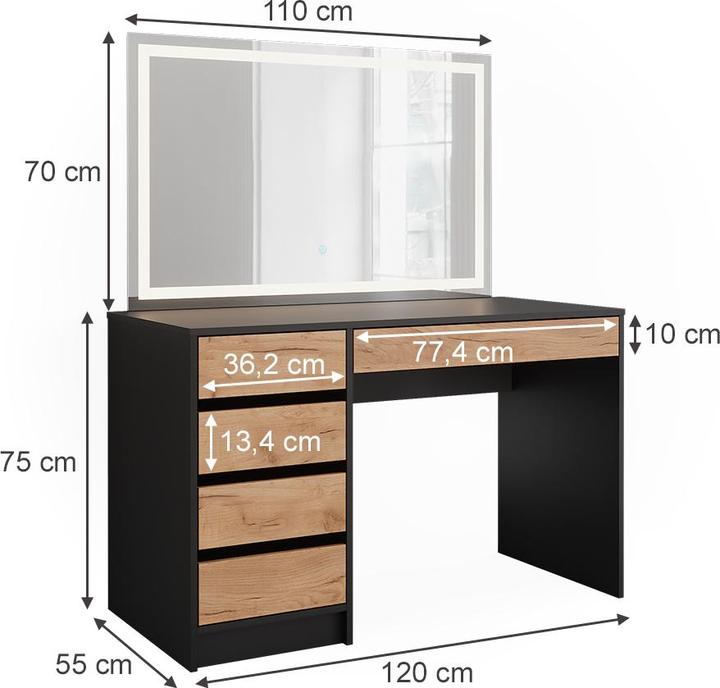 Actual product image Vicco Sherry with LED mirror (120 x 75 x 55 cm)