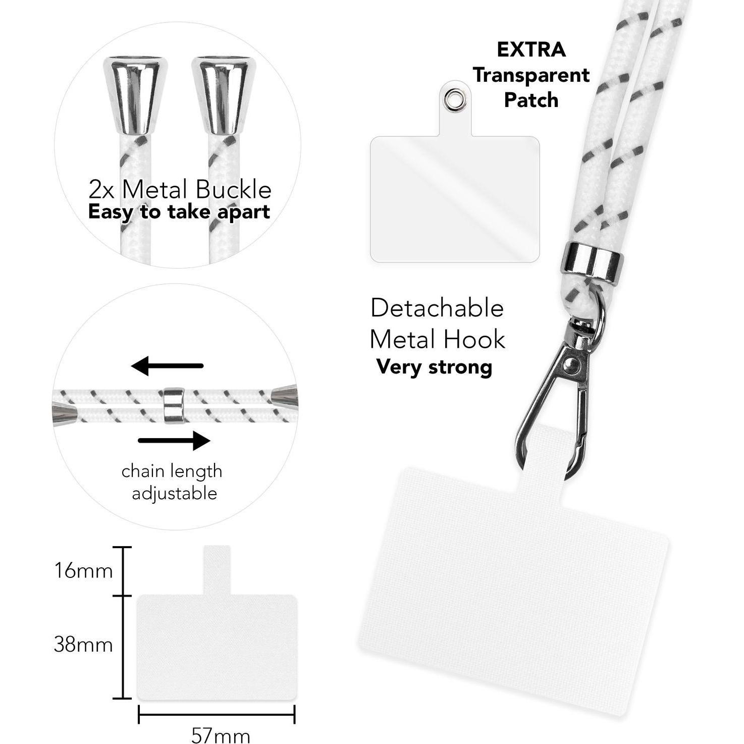 Thumbnail - Nalia Universal Handykette zum Umhängen mit Pad, Handykette, Weiss
