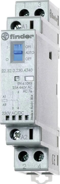 Actual product image Finder Installation contactor 22 series, 25 A 22.32.0.012.4540 1 NO/1 NC contact (30/110/220 V) 25/5/1 A