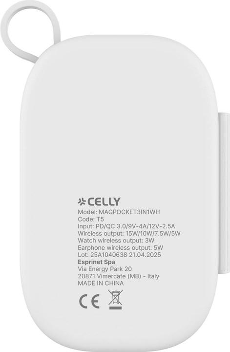 Celly Caricabattery Wireless 3 in 1 Magpocket3in1 (15 W)