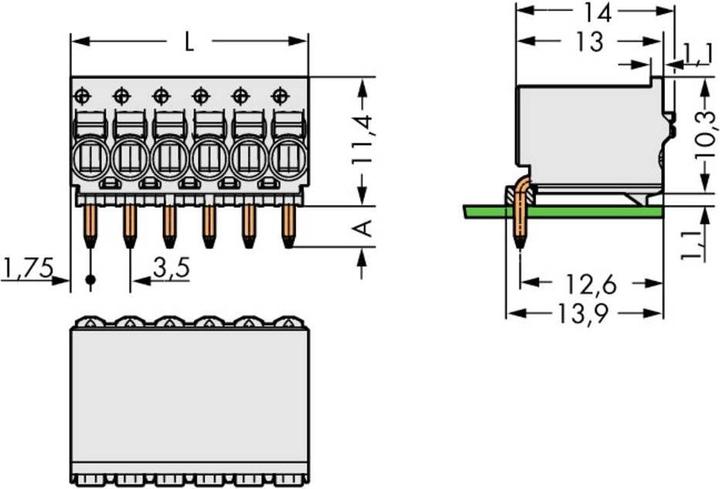 Actual product image Wago 1-wire THT female multipoint connector