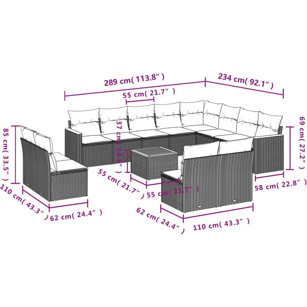 Thumbnail - VidaXL, Gartenlounge, 10-tlg. Garten-Lounge-Set mit Kissen