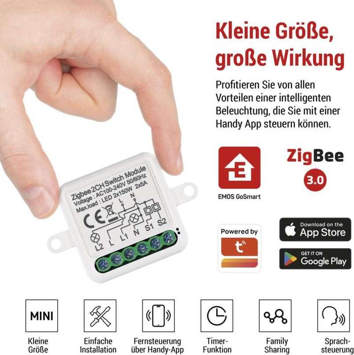 Energie-Label Emos GoSmart Schaltermodul IP-2102SZ, ZigBee, 2-Kanal (Schaltaktor)