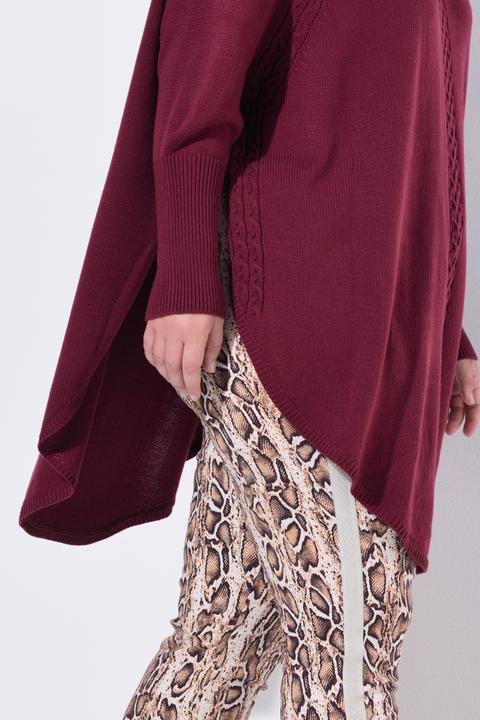 Produktbild Miamoda Pullover, Poncho-Style, Zopfmuster, Zipfelsaum (56)