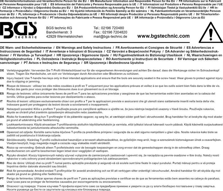 Image du produit BGS Clé allen extra longues profil T (pour Torx) avec/sans perçage T45 (Section en T)