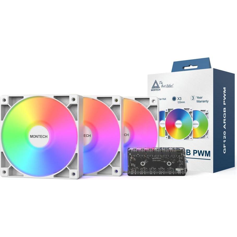 Thumbnail - Montech GF120 PWM (120 mm, 3 x), PC Lüfter, Weiss