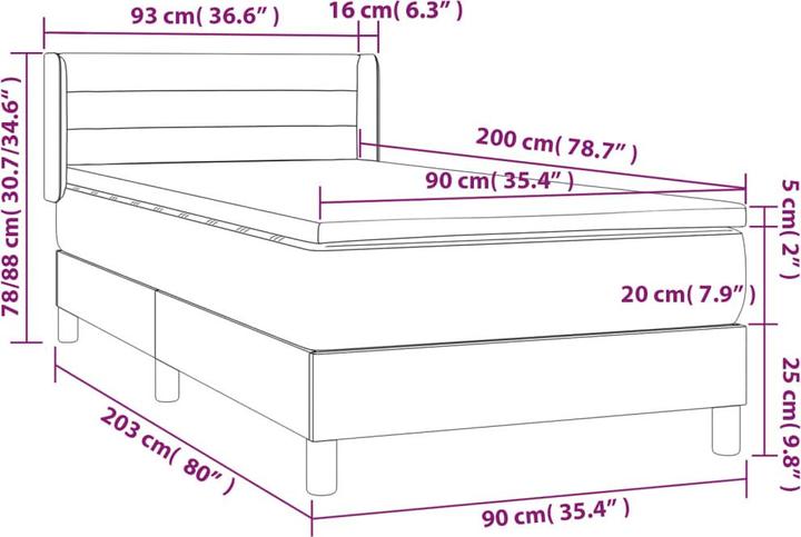 Immagine prodotto vidaXL Boxspringbett (90 x 200 cm)
