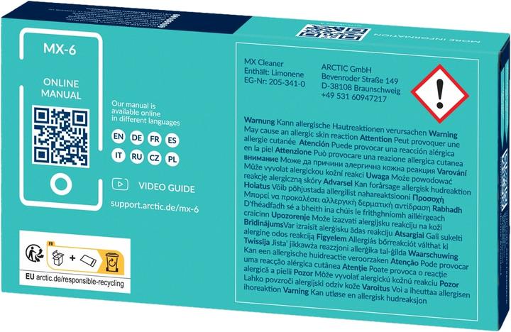 Productafbeelding Arctic Krachtige thermische verbinding MX-6 (4 gram) met reiniger (4 g)