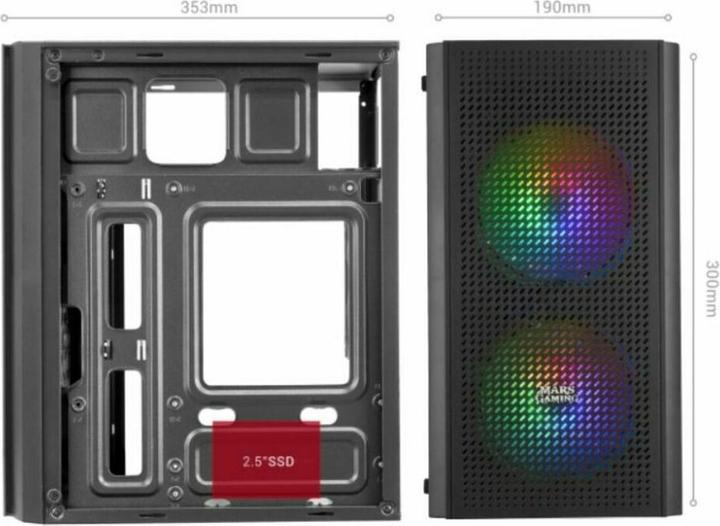 Produktbild Mars Gaming Boitier Mini Tour Micro Atx Mc300 RGB Avec Panneau Vitré (Noir) (mATX, Mini-ITX)