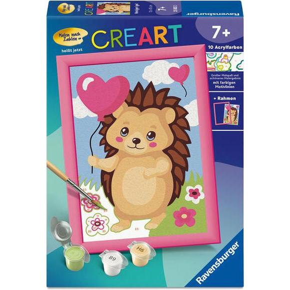Ravensburger CreArt, Malen nach Zahlen Kinder - Herziger Igel (25883)