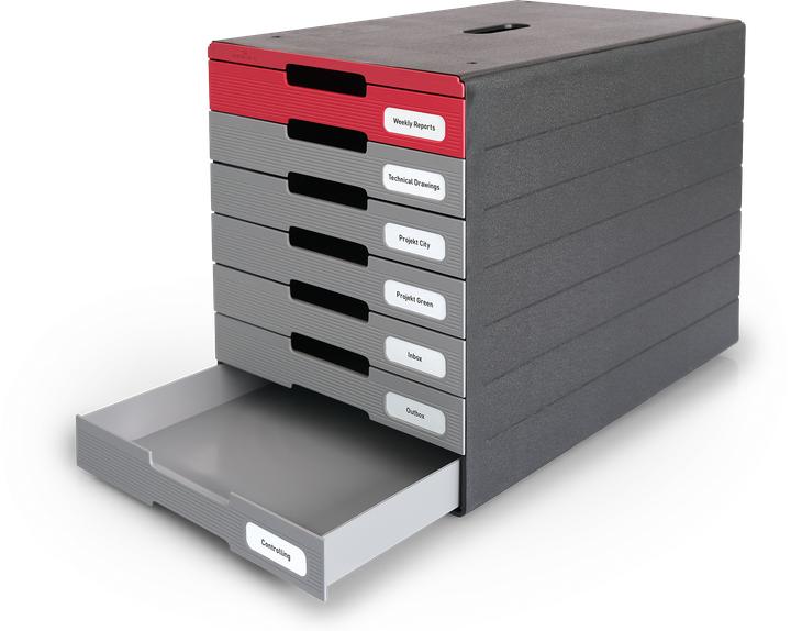 Produktbild Durable Schubladenbox IDEALBOX PLUS grau/rot 776303, DIN C4 mit 7 Schubladen (A4, C4)