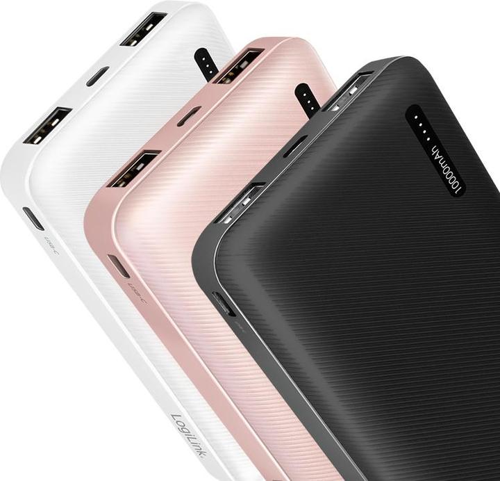 Produktbild LogiLink Mobiler Zusatzakku, 10.000 mAh, 2x USB, schwarz tragbarer Zusatzakku für Smartphones & Tablet-PCs (10000 mAh, 10 W, 37 Wh)