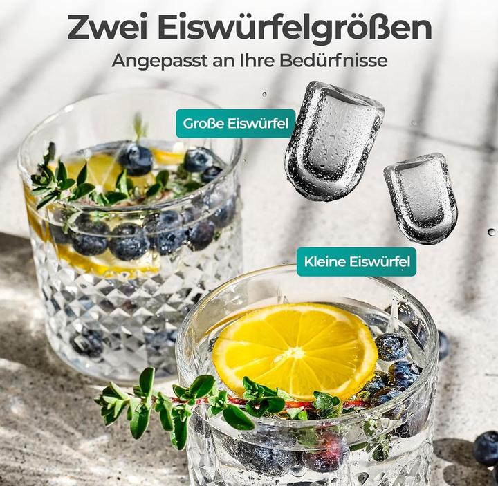 Produktbild KLAMER Eiswürfelmaschine klein (2025), 8 Eiswürfel in 8 Minuten, 11 kg Eiswürfel pro Tag, 2 Eis…