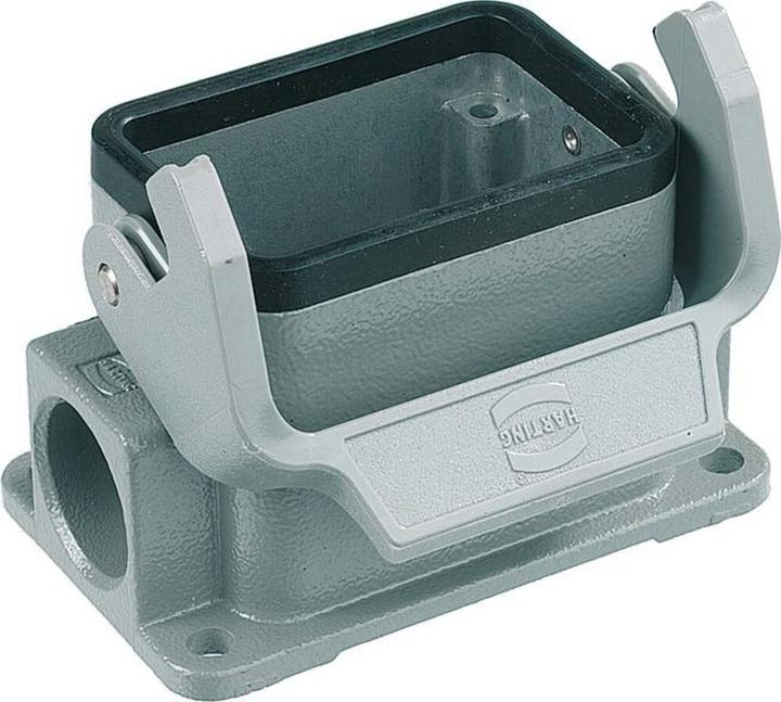 Actual product image Harting HAN B socket holder type 6Bwith 2 x M20 inlet metal, surface mounting with safety clip