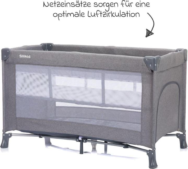 Image du produit Fillikid Reisebetten Reisebett Milano ab Geburt - 15 kg mit Einhand-Faltmechanismus (60 x 120 cm)