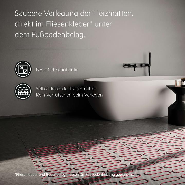 Produktbild AEG Haustechnik Wellness Thermo Boden TBSG 200/1.1, elektr. FBH, Heizmatte 1,1 m², begehbare Duschen, Sitzflächen