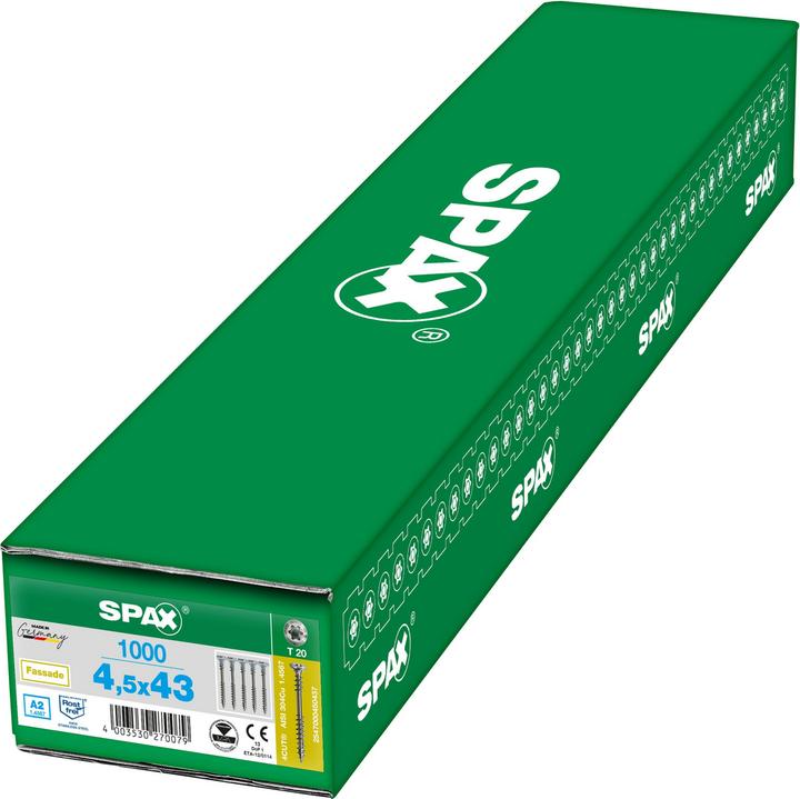 Produktbild Spax Fassadenschraube A2 T-Star Plus T20 Fixiergewinde 4cut Magaziniert (1000 Schrauben pro Stück)