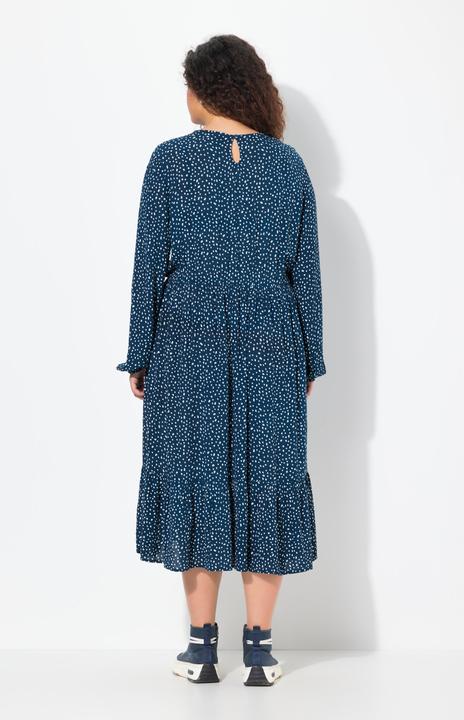 Produktbild Ulla Popken Midikleid, Pünktchen, A-Linie, V-Ausschnitt, Langarm (56)