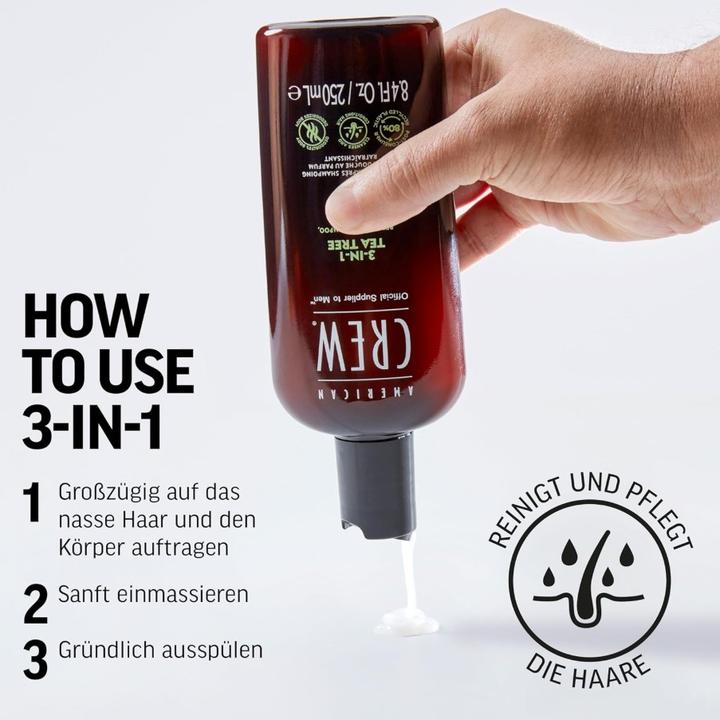 Produktbild American Crew 3-IN-1 Tea Tree (1000 ml, Flüssiges Shampoo)