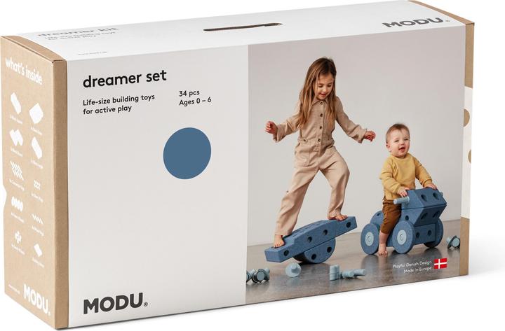 Modu Dreamer Kit - Zachte blokken- 33 onderdelen - Open Ended speelgoed- Speelgoed 1 -2-3 jaar - Deep Blu