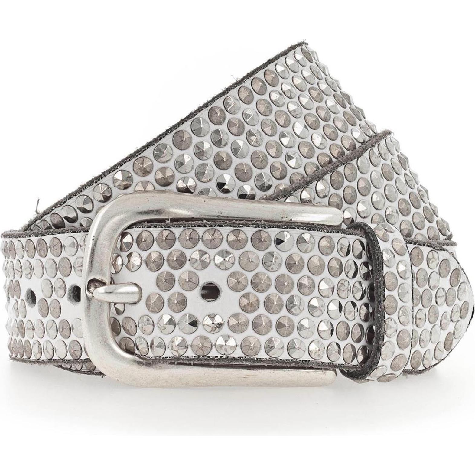 B.Belt, Damen, Gürtel, Nietengürtel I Leder, Weiss, (95)