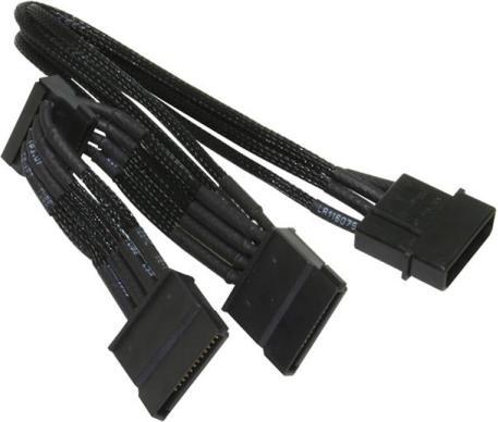 Produktbild NZXT Molex zu 3x SATA Adapter 20cm - premium sleeved black (20 cm, SATA)