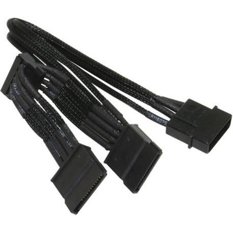 NZXT Molex zu 3x SATA Adapter 20cm - premium sleeved black (20 cm), Interne Kabel (PC)